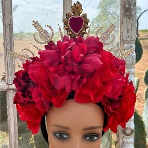Elegant Red Floral Headpiece